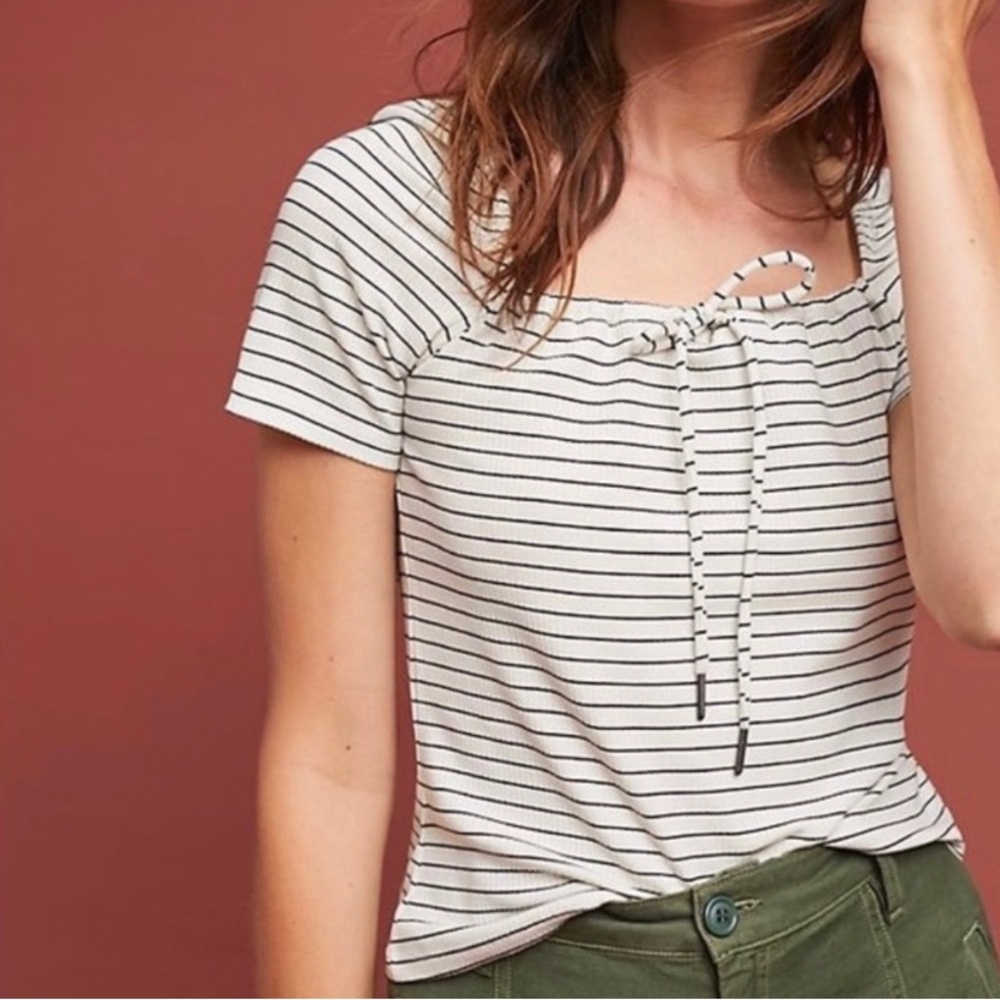 Anthropologie Maeve Square Neckline Striped Top